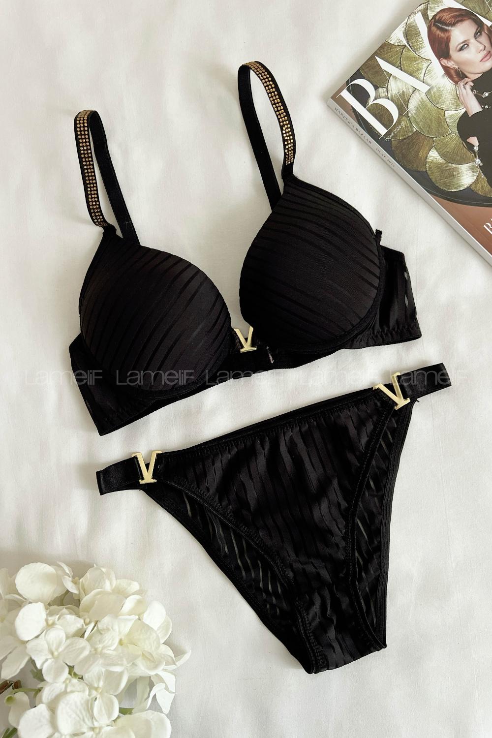 Black Cotton Fabric Underwire Unsupport 
