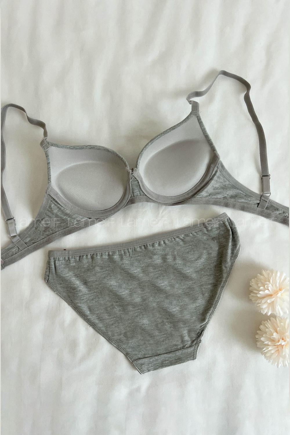 Lamelif Penye Destekli Takım Gri Renk