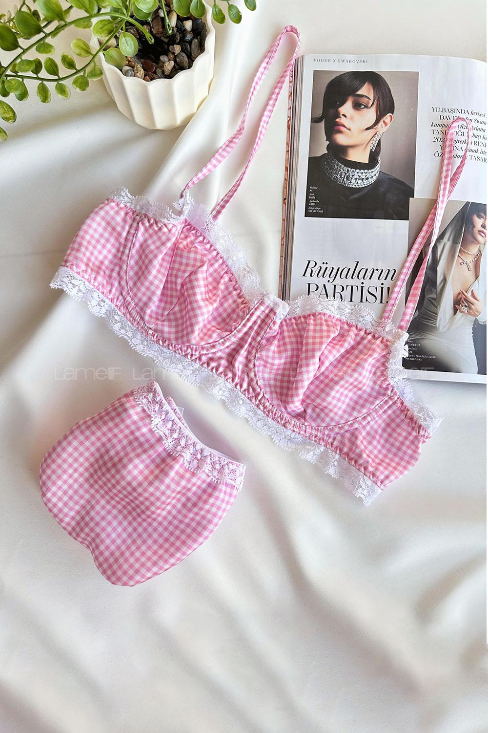 Lamelif Jasmin Dantelli Saten Takım