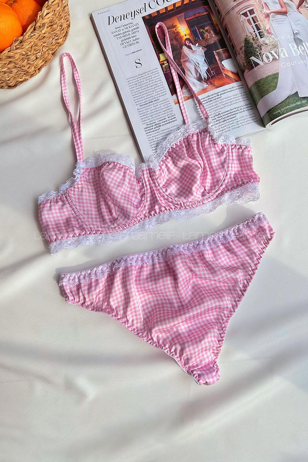 Lamelif Jasmin Dantelli Saten Takım