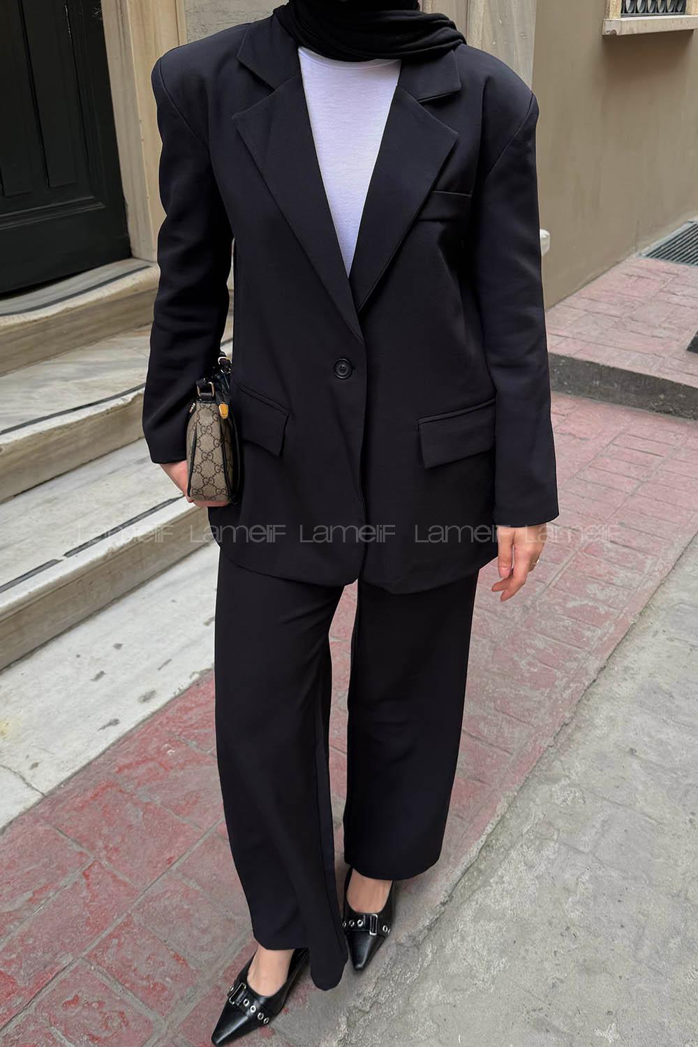 Black V Neck Long Arm Cotton Jacket