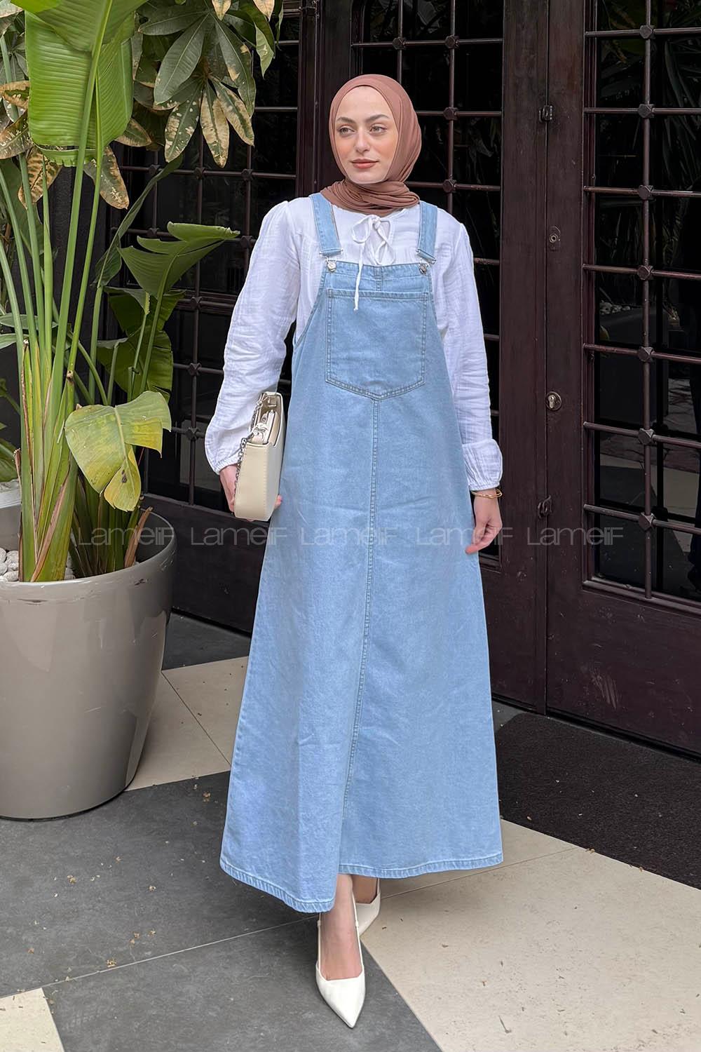 Ice Blue Normal Neck Denim Dresess
