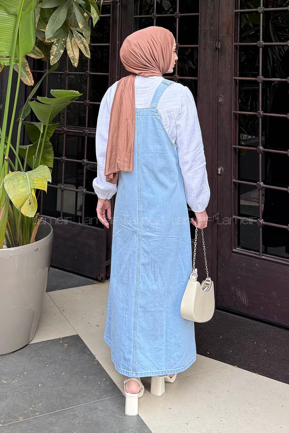 Ice Blue Normal Neck Denim Dresess