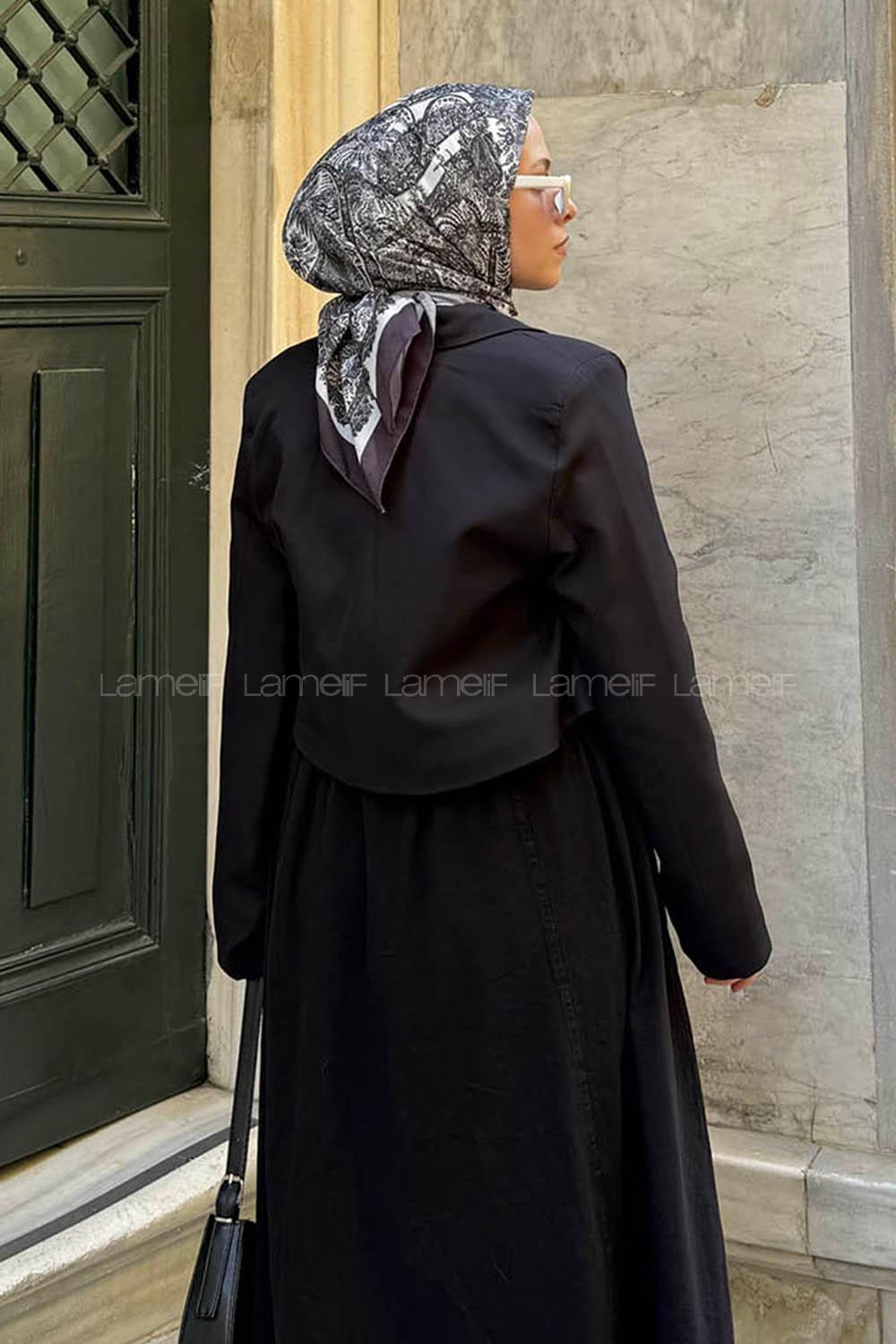Lamelif Crop Blazer Ceket Siyah