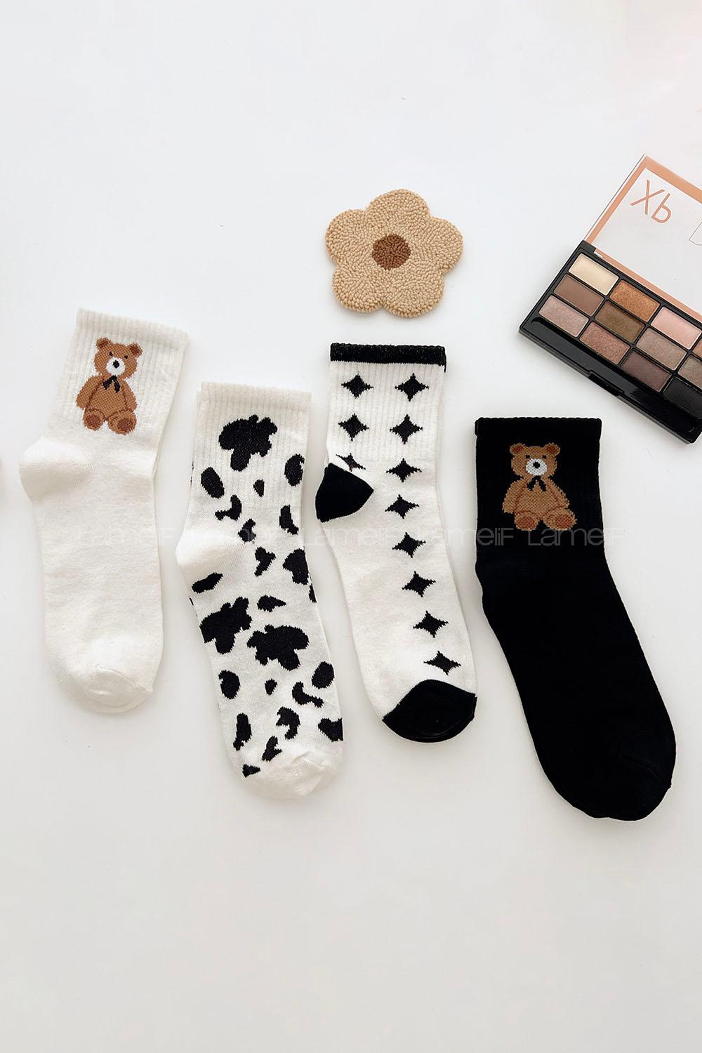 Lamelif 4lü Ayıcık Kolej Çorap