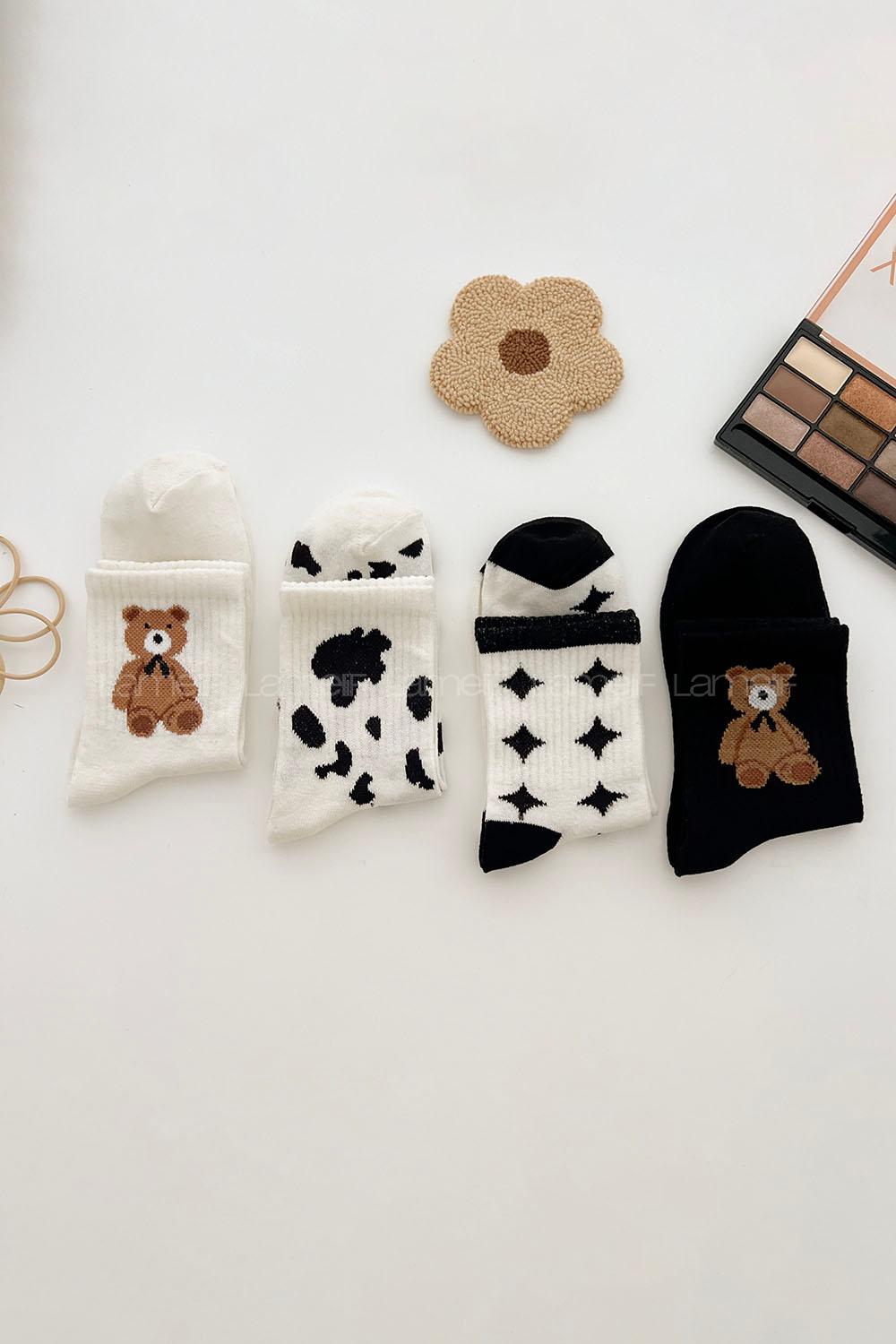 Lamelif 4lü Ayıcık Kolej Çorap