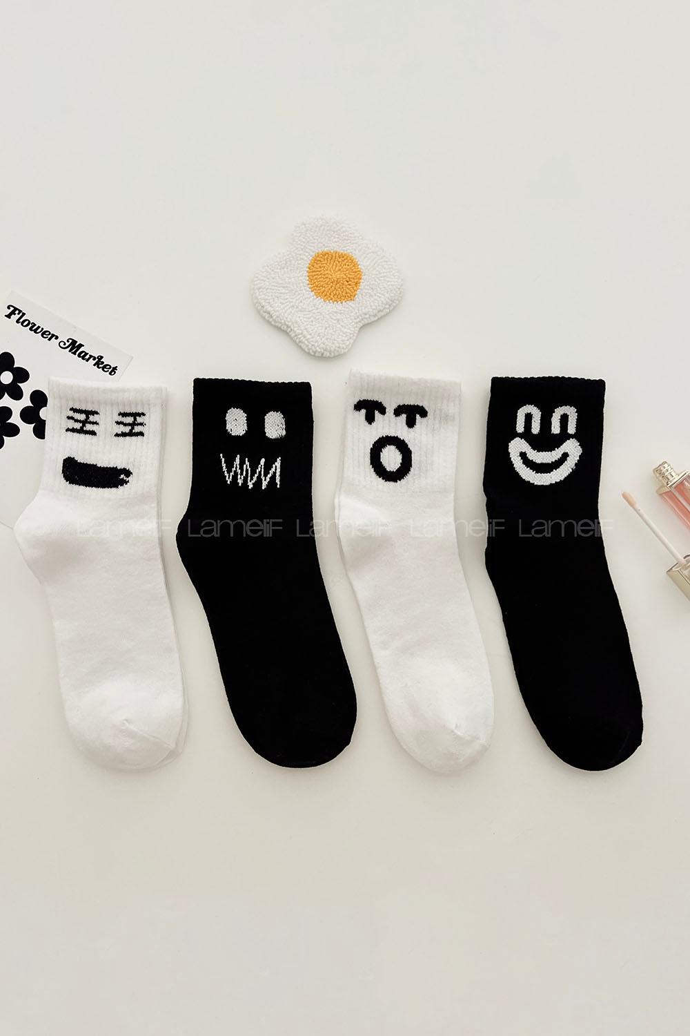 Lamelif 4lü Emoji Kolej Çorap