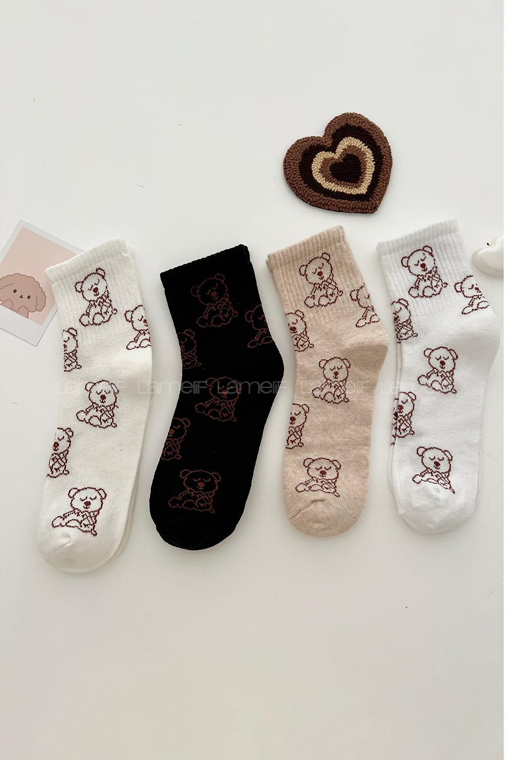 Lamelif 4lü Sevimli Köpek Kolej Çorap