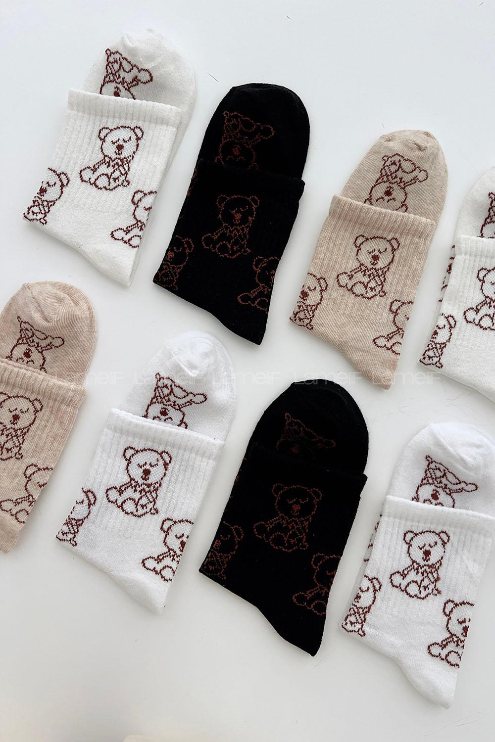 Lamelif 4lü Sevimli Köpek Kolej Çorap