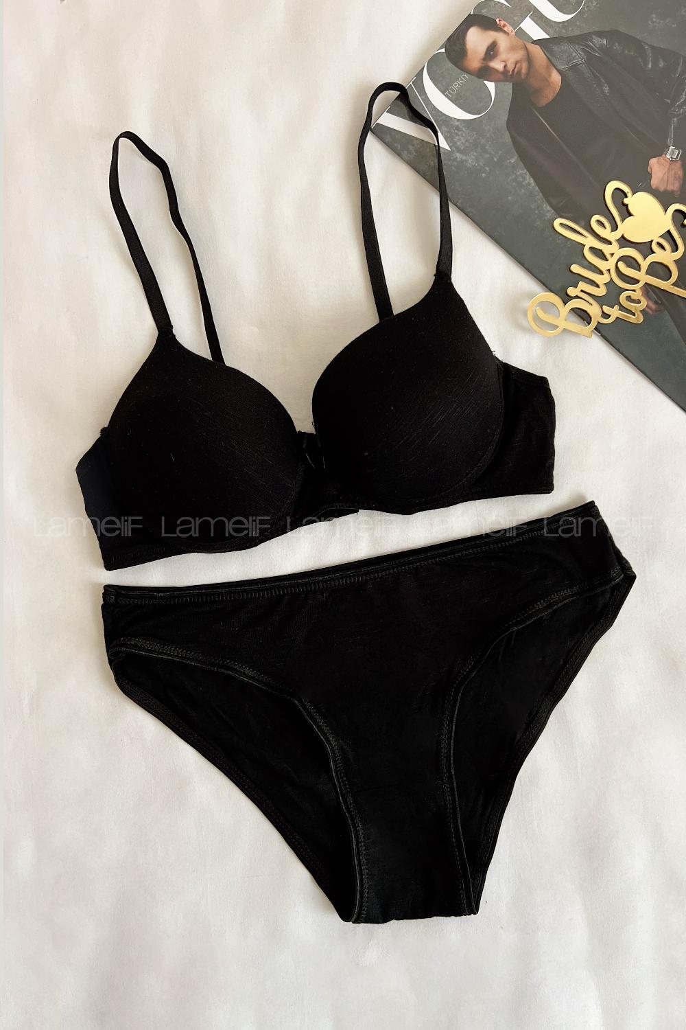 Black Cotton Fabric Underwire Unsupport 