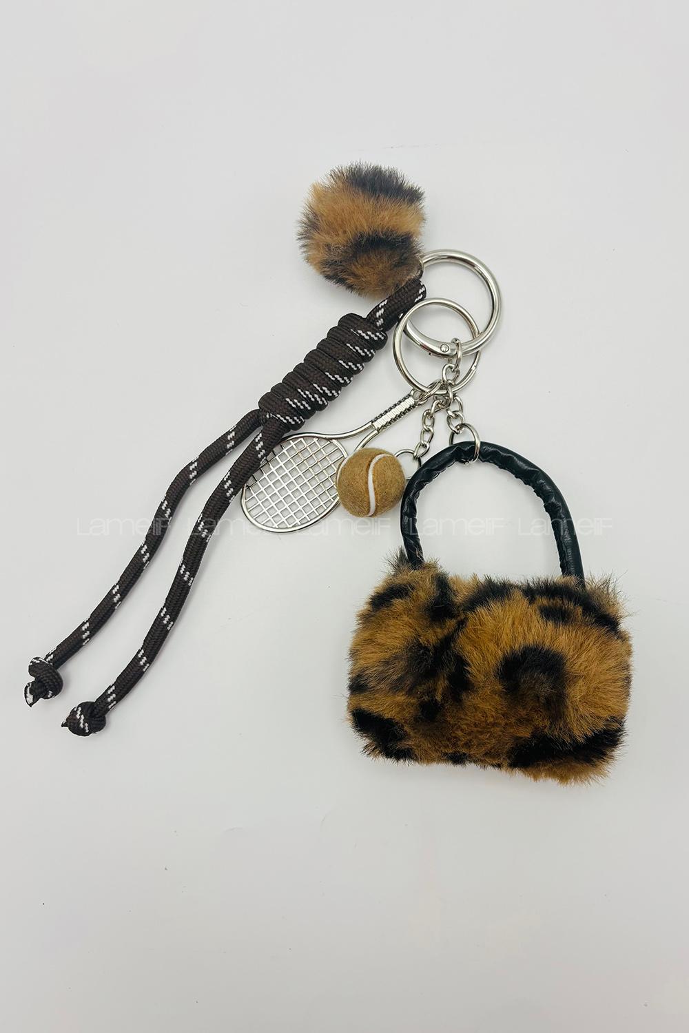 Lamelif Leoparlı Peluş Çanta Charmı