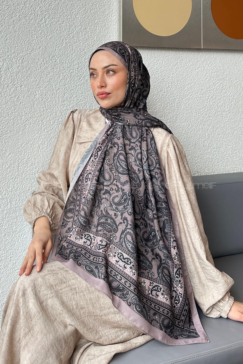 Lamelif Retro Desen Soft Şal Soft Kahve