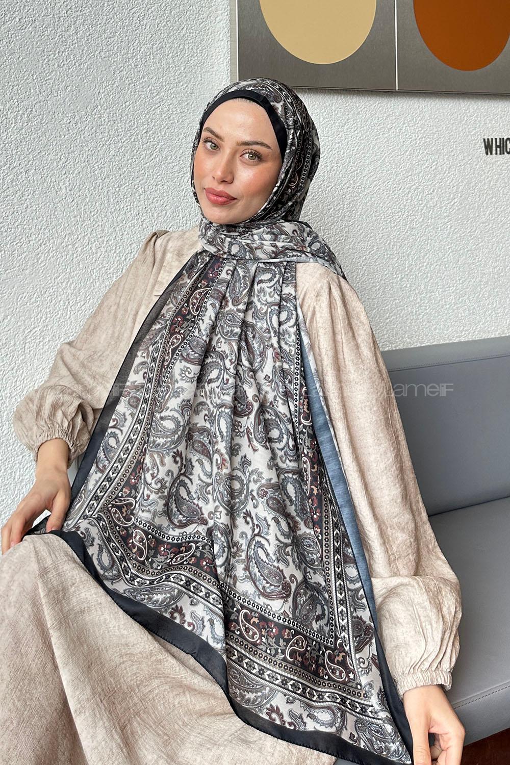 Lamelif Retro Desen Soft Şal Taş