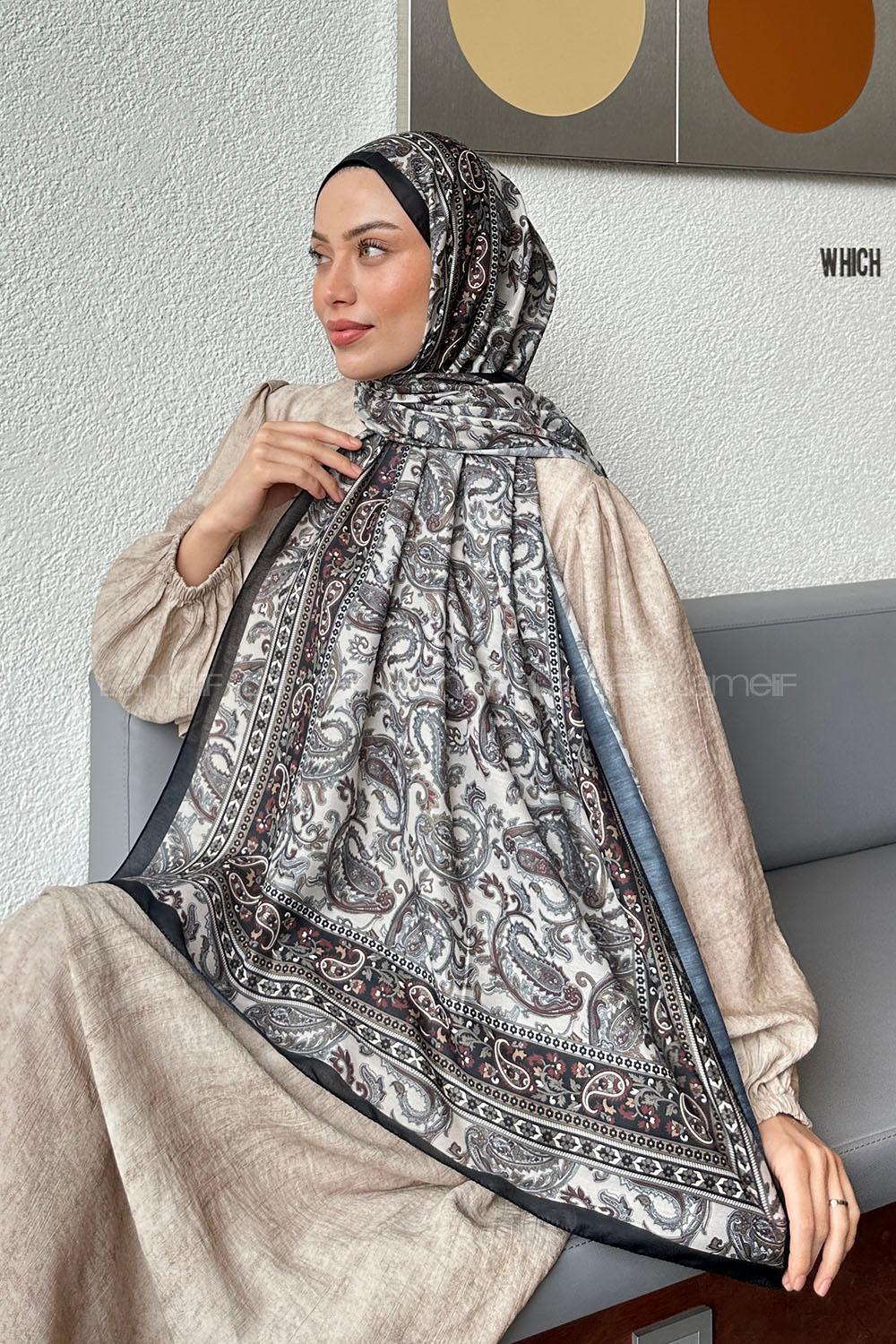 Lamelif Retro Desen Soft Şal Taş