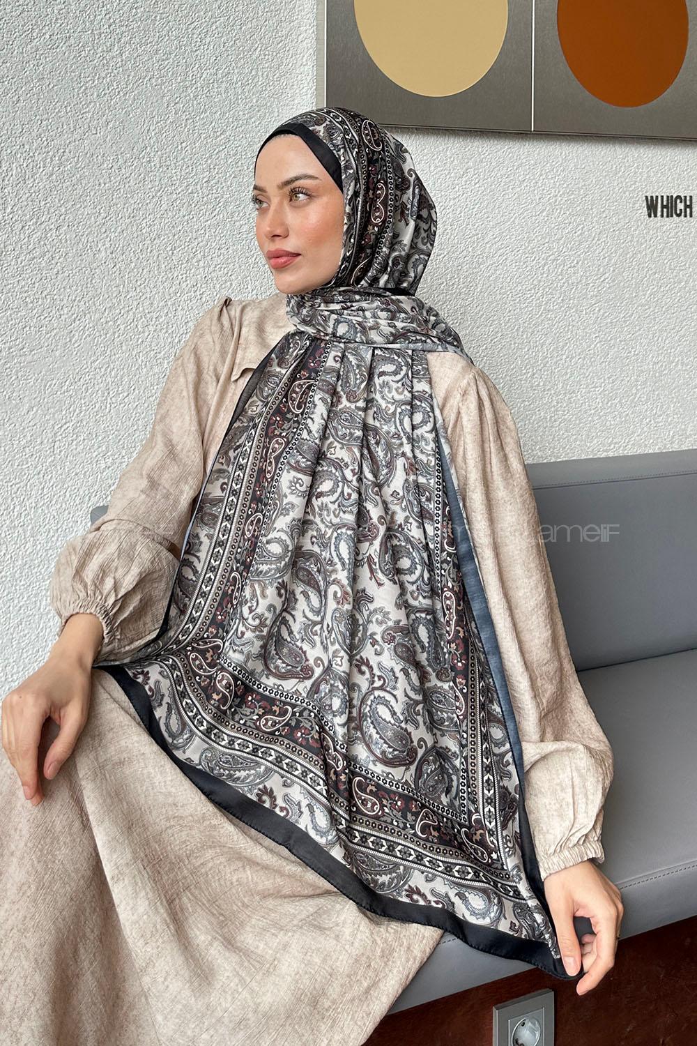 Lamelif Retro Desen Soft Şal Taş