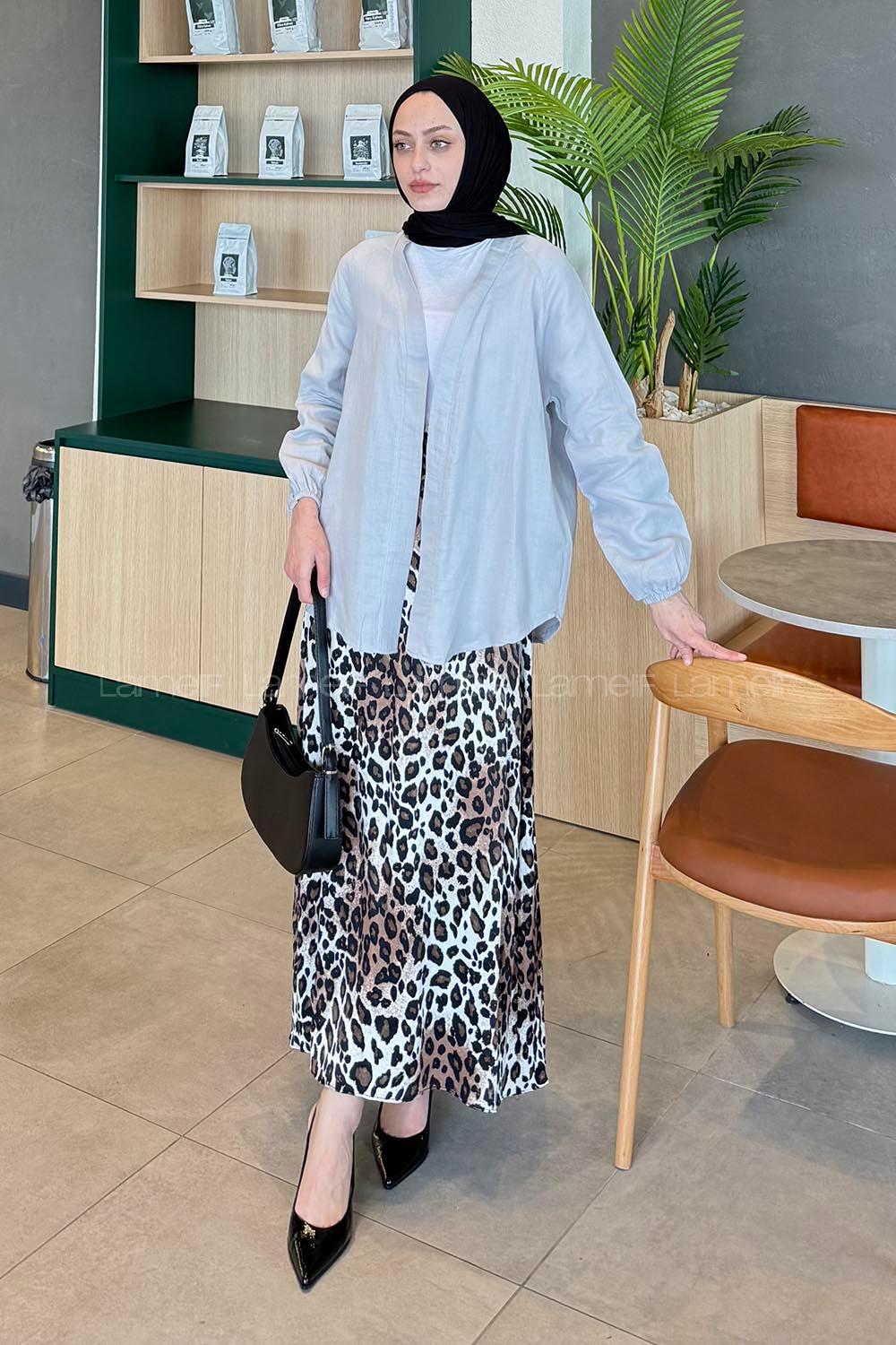 Gray Long Arm Linen Kimono