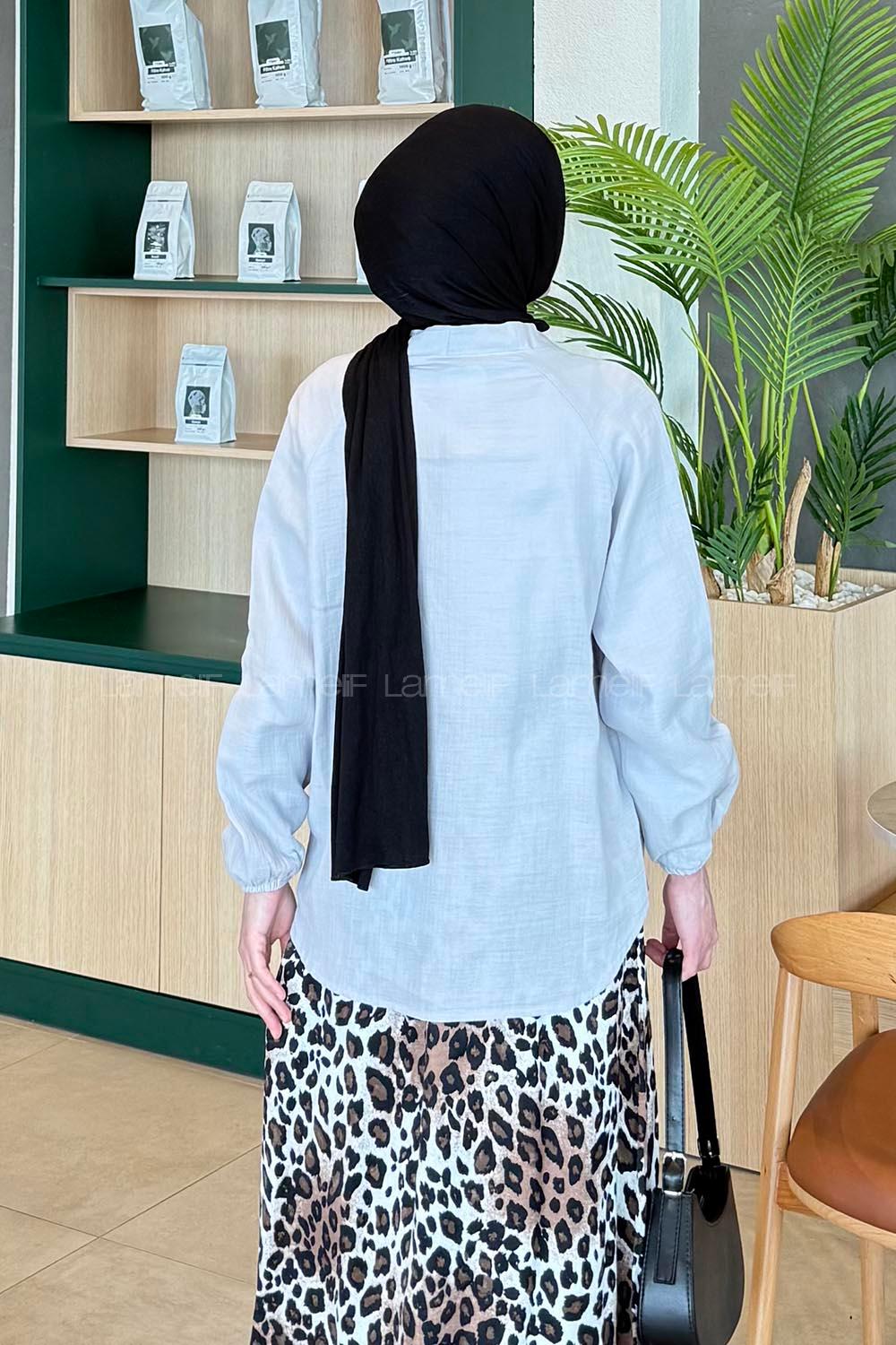 Gray Long Arm Linen Kimono