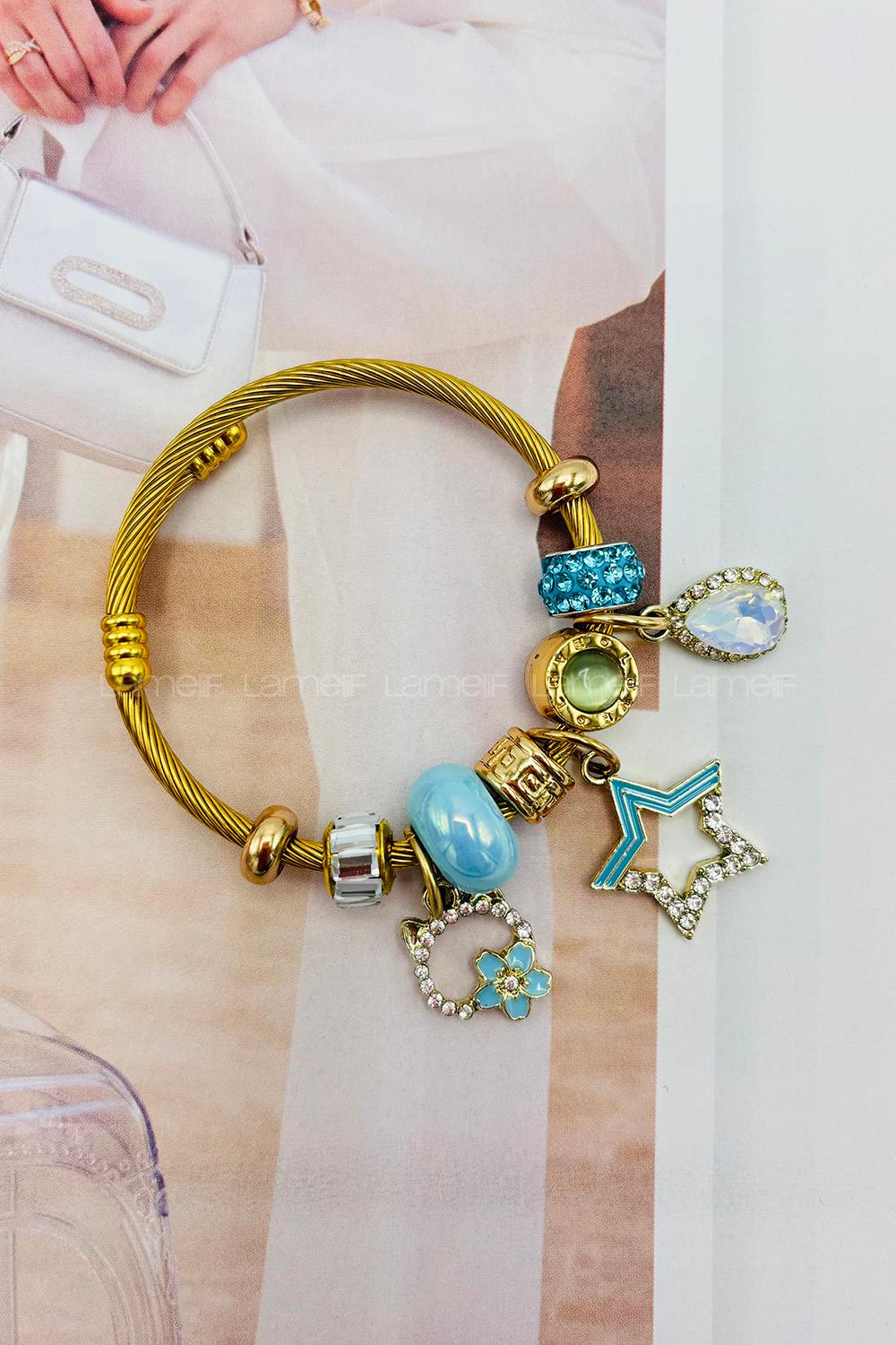 Blue Buckle Gold Mixed Wristband