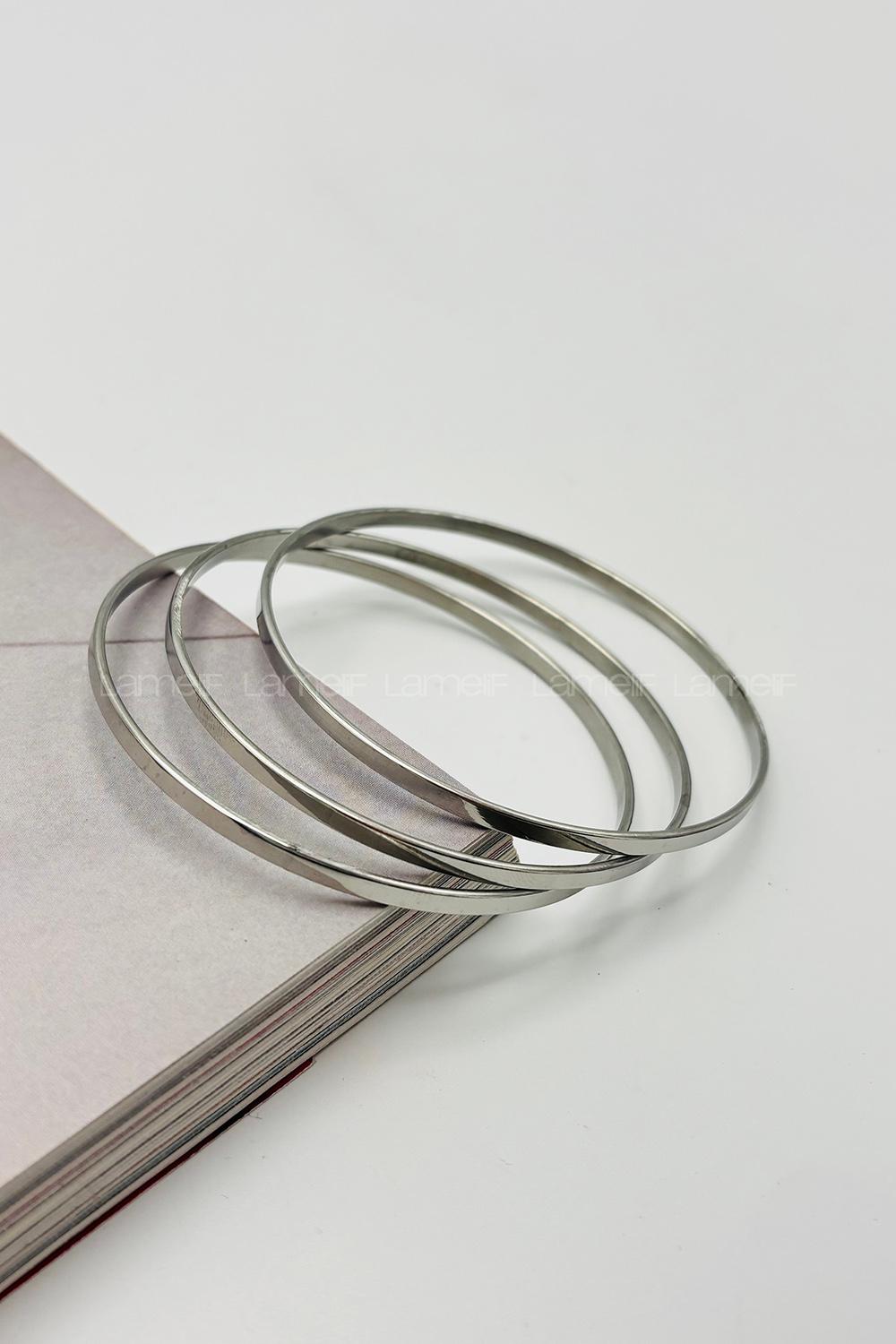 Lamelif Gümüş Çelik 3lü Ajda Bileklik