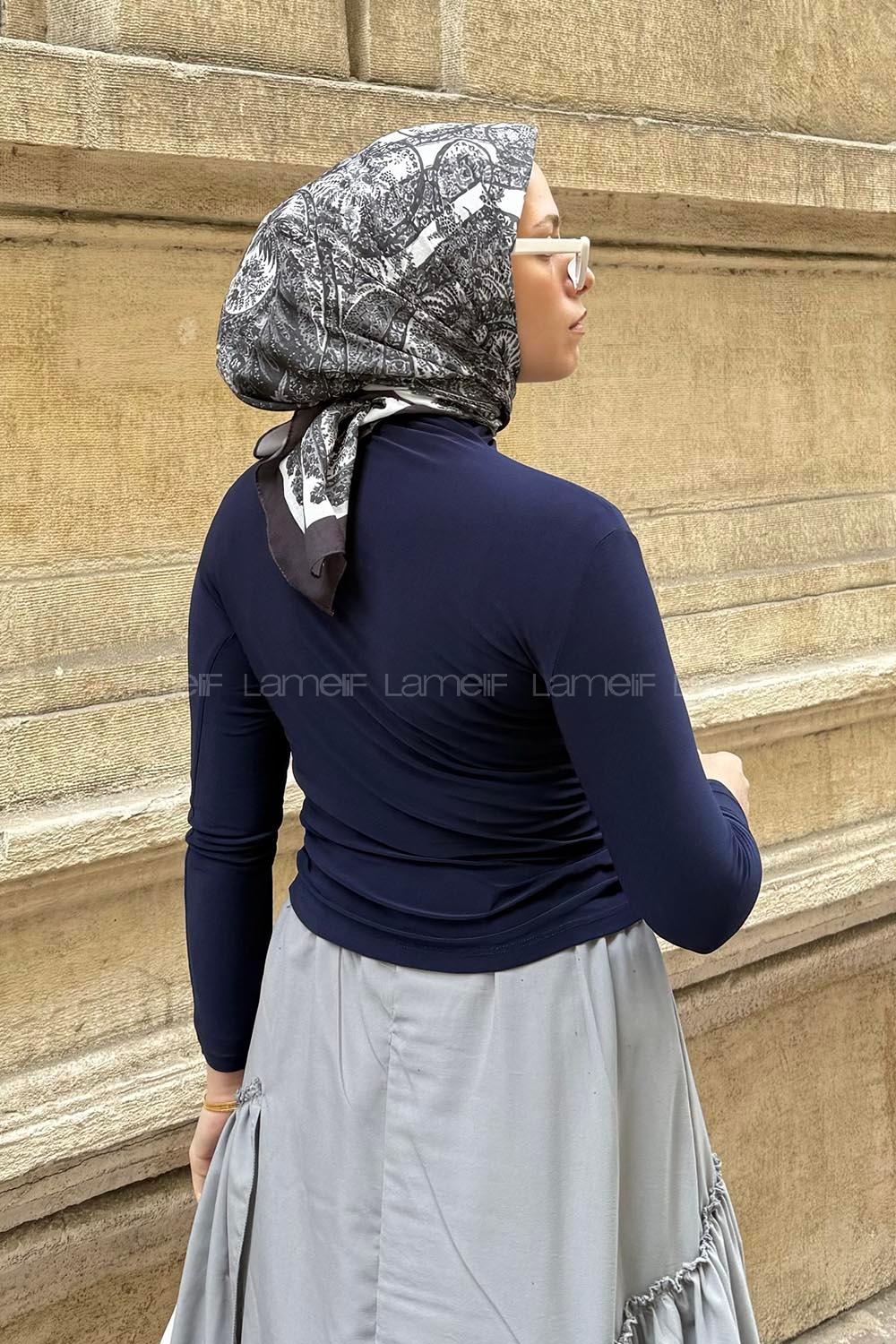 Lamelif Büzgü Detaylı Sandy Body Lacivert