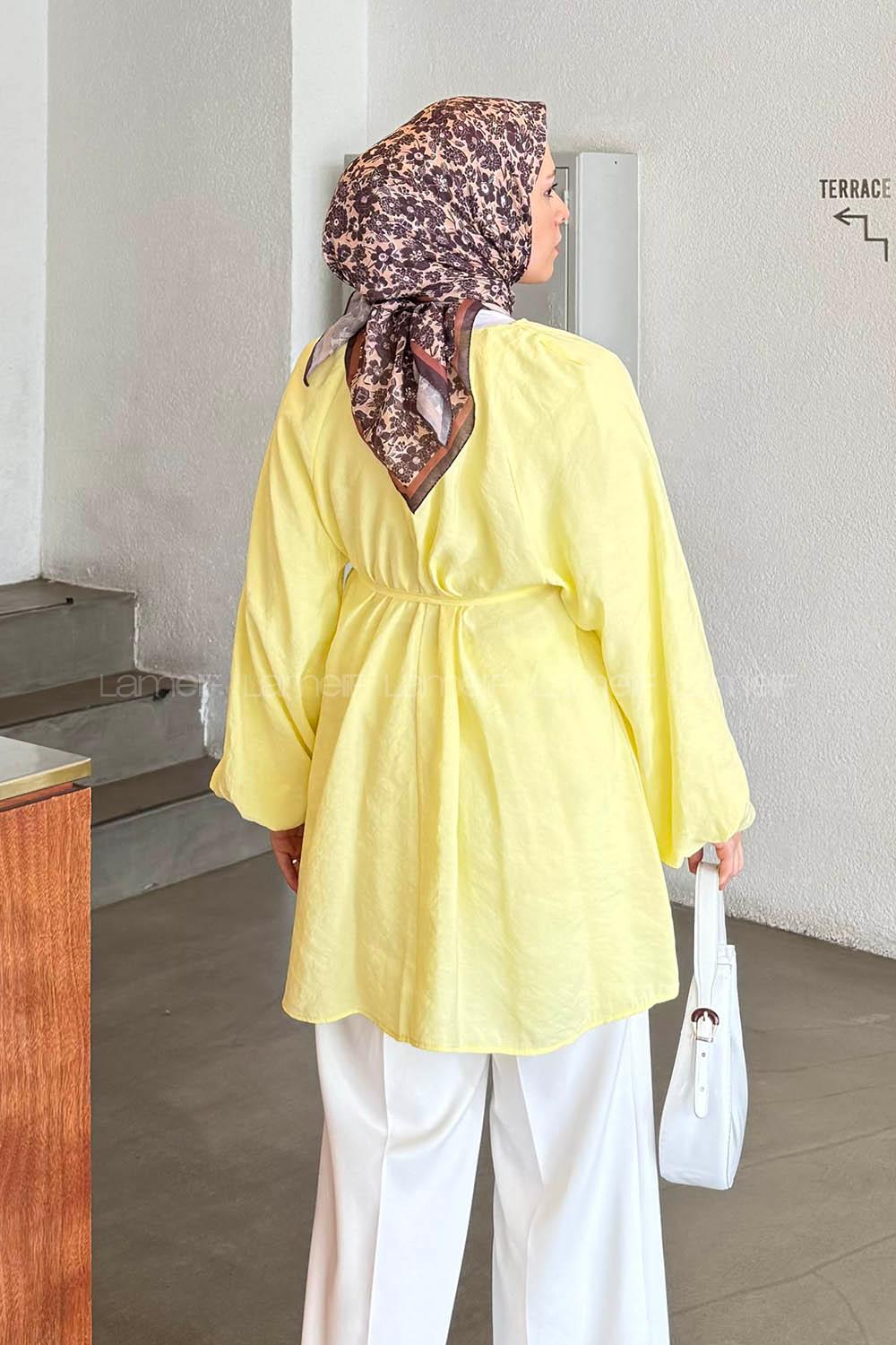Lamelif Kuşak Bağlamalı Tunik Sarı