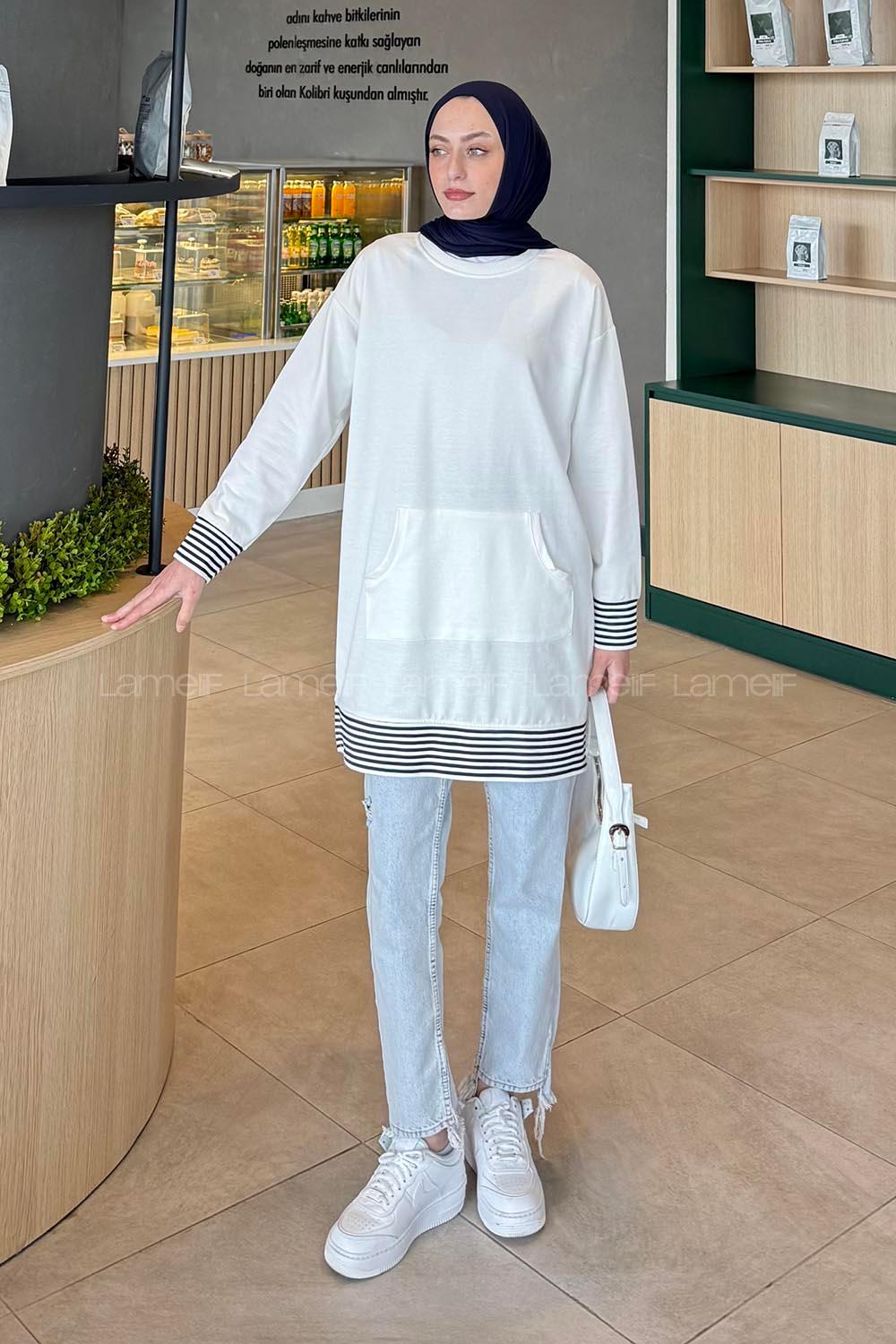 White Crew Neck Long Arm Unprinted Sweatshirt