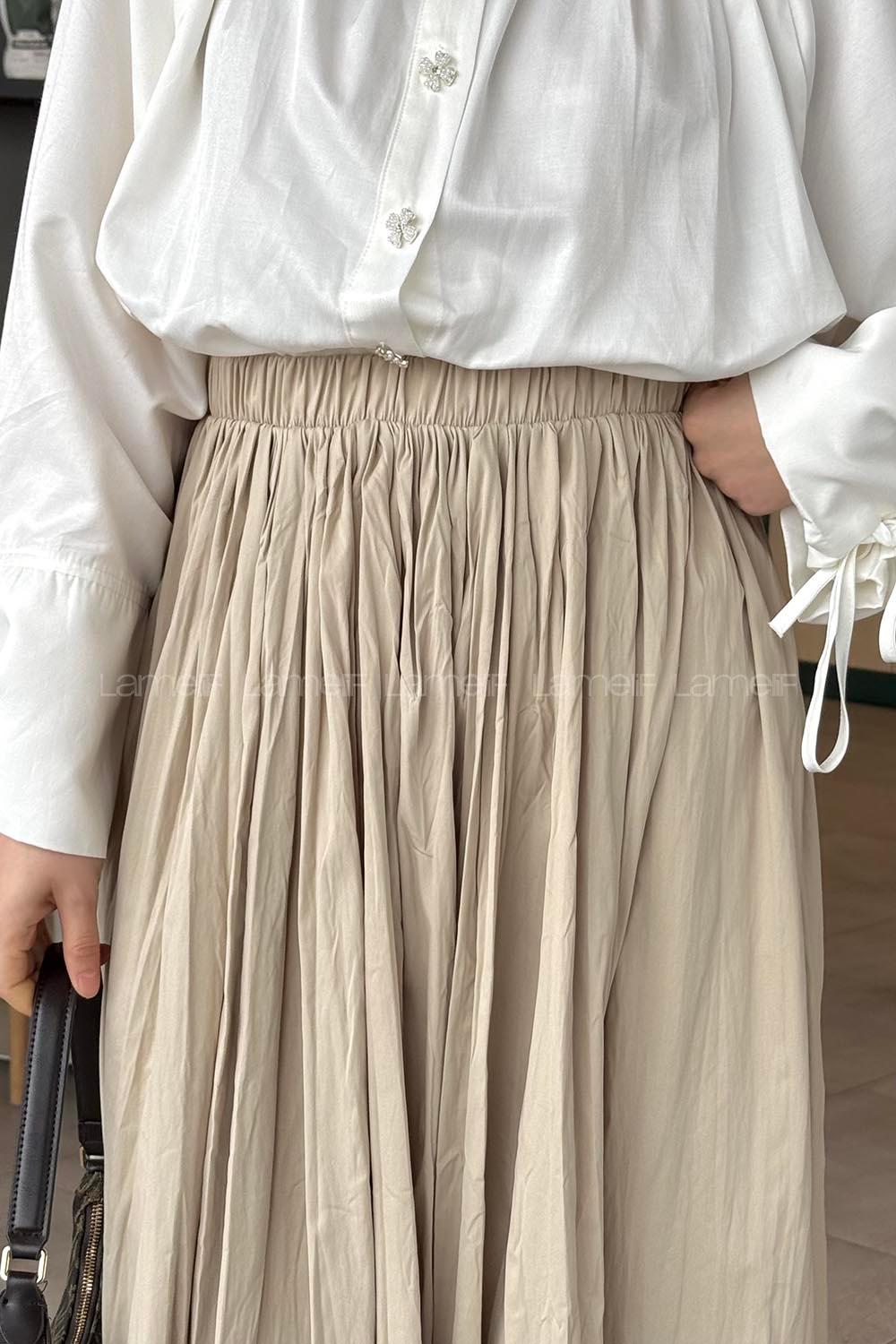 Lamelif Kraşlı Tesettür Etek Bej