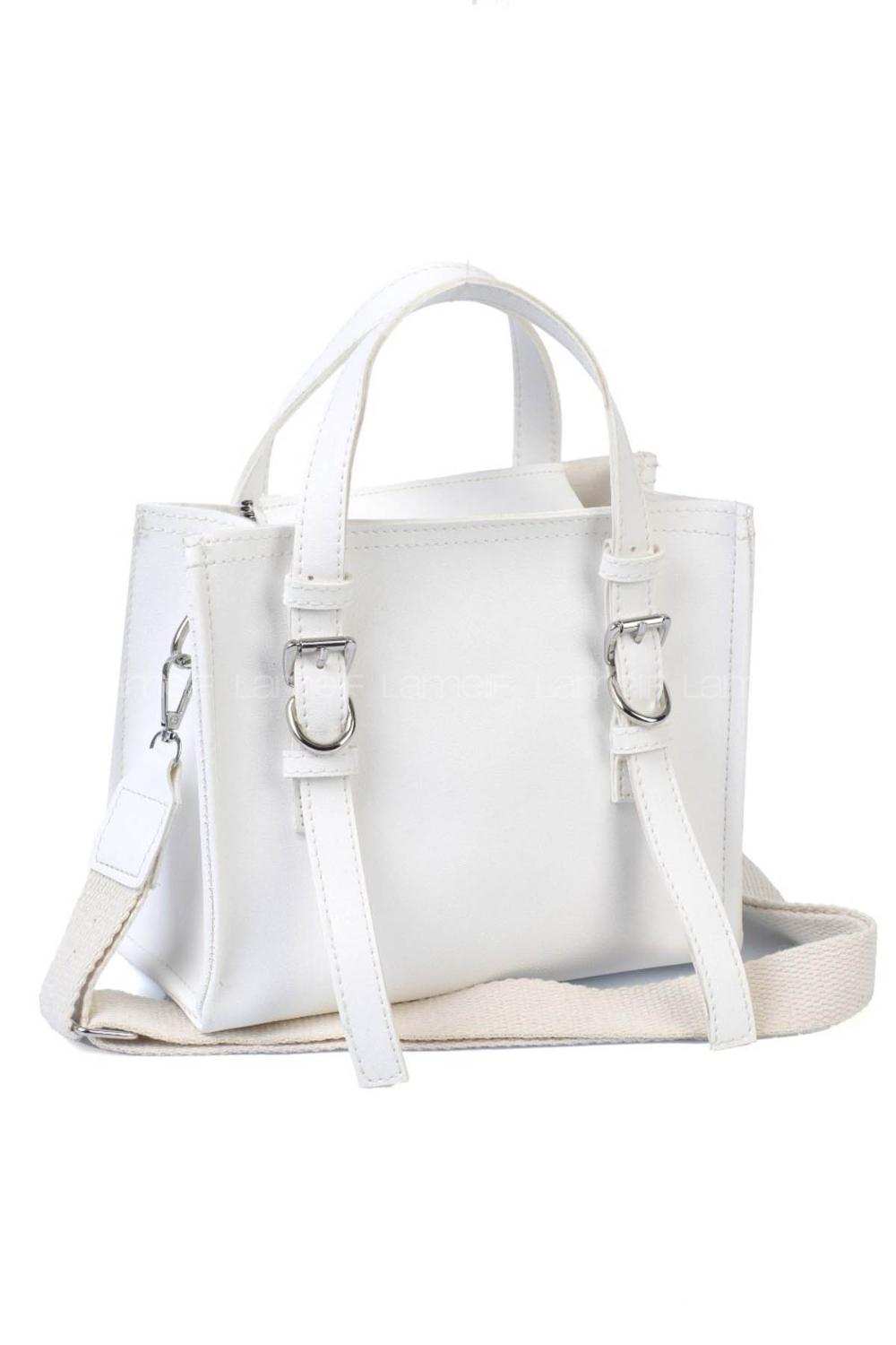 White Buckle Skin Hand Bag Bag
