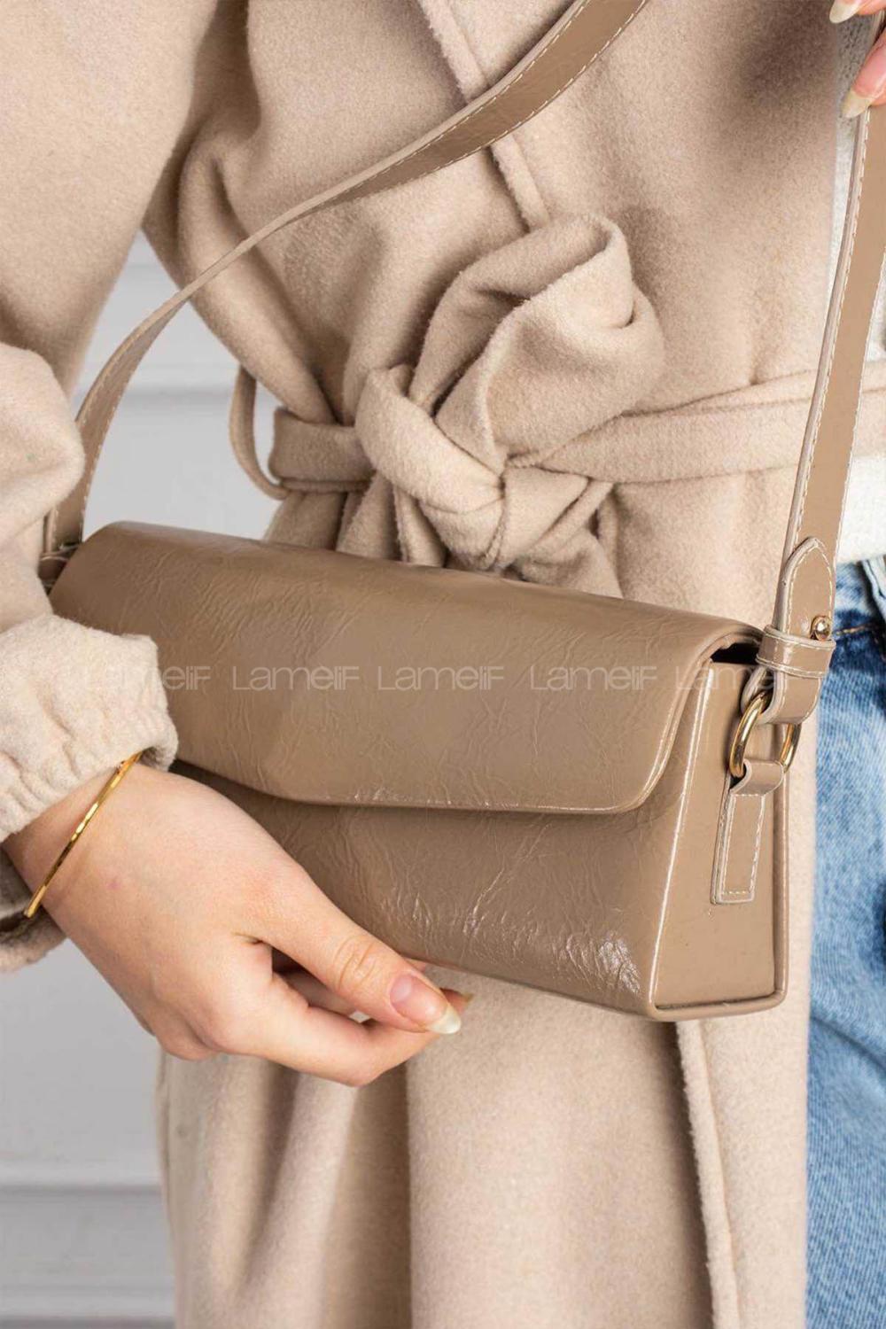 Lamelif Gloria Model Deri Kadın El Ve Omuz Çantası Vizonrengi