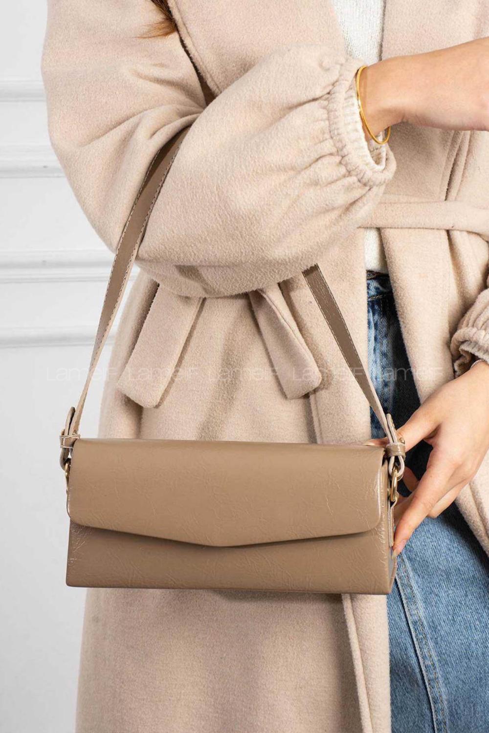 Lamelif Gloria Model Deri Kadın El Ve Omuz Çantası Vizonrengi