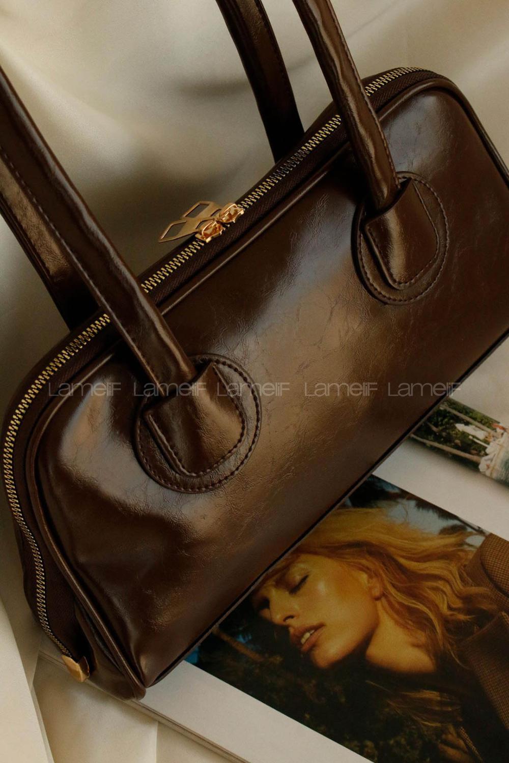 Lamelif Henna Pinterest Model Kadın Omuz Çantası Acı Kahve