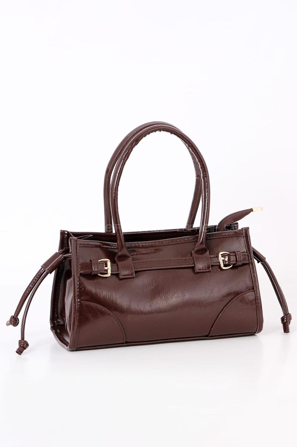 Bitter Brown Buckle Skin Hand Bag Bag