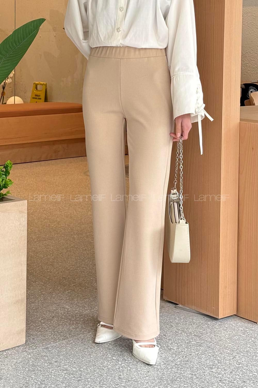Lamelif Krep Pantolon Bej