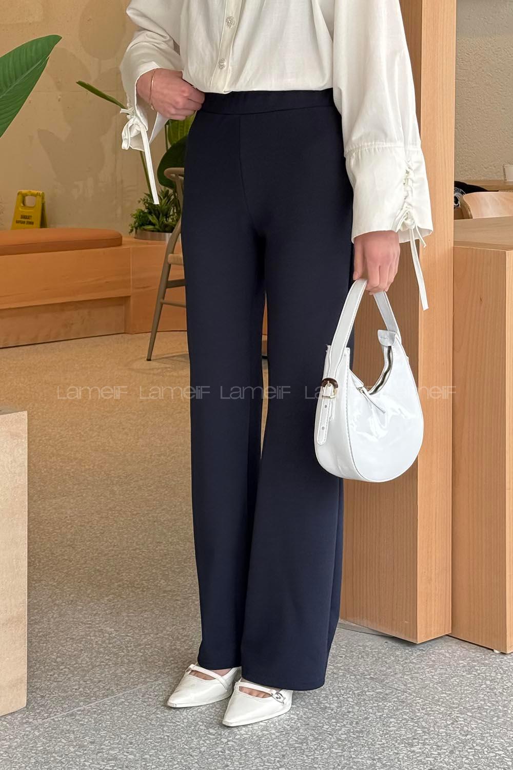 Lamelif Krep Pantolon Lacivert