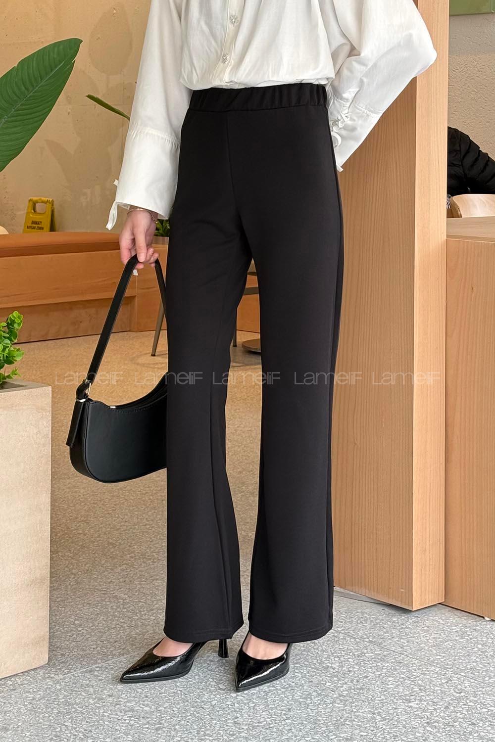 Lamelif Krep Pantolon Siyah