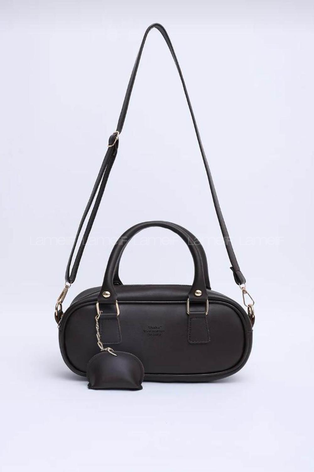 Lamelif Charm Detaylı Fermuarlı Ayarlanabilir Askılı El, Kol ve Omuz Çantası Acı Kahve