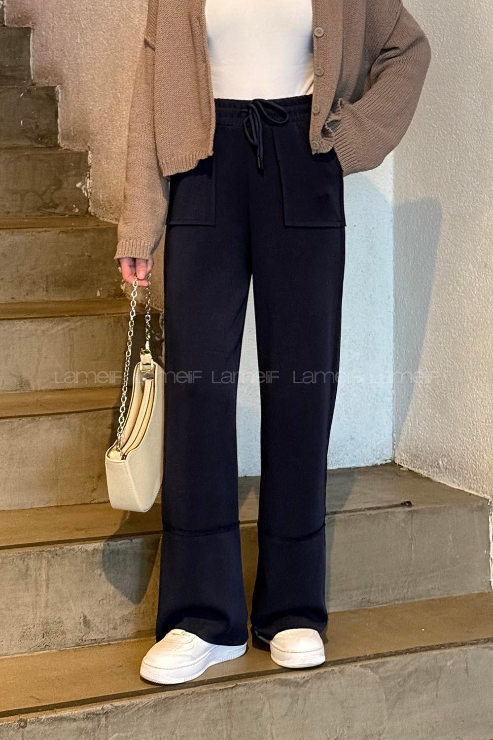 Lamelif Bol Paça Oysho Eşofman Altı Lacivert