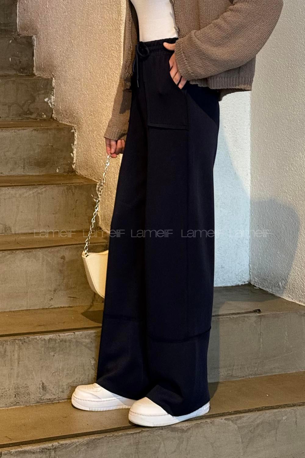 Lamelif Bol Paça Oysho Eşofman Altı Lacivert