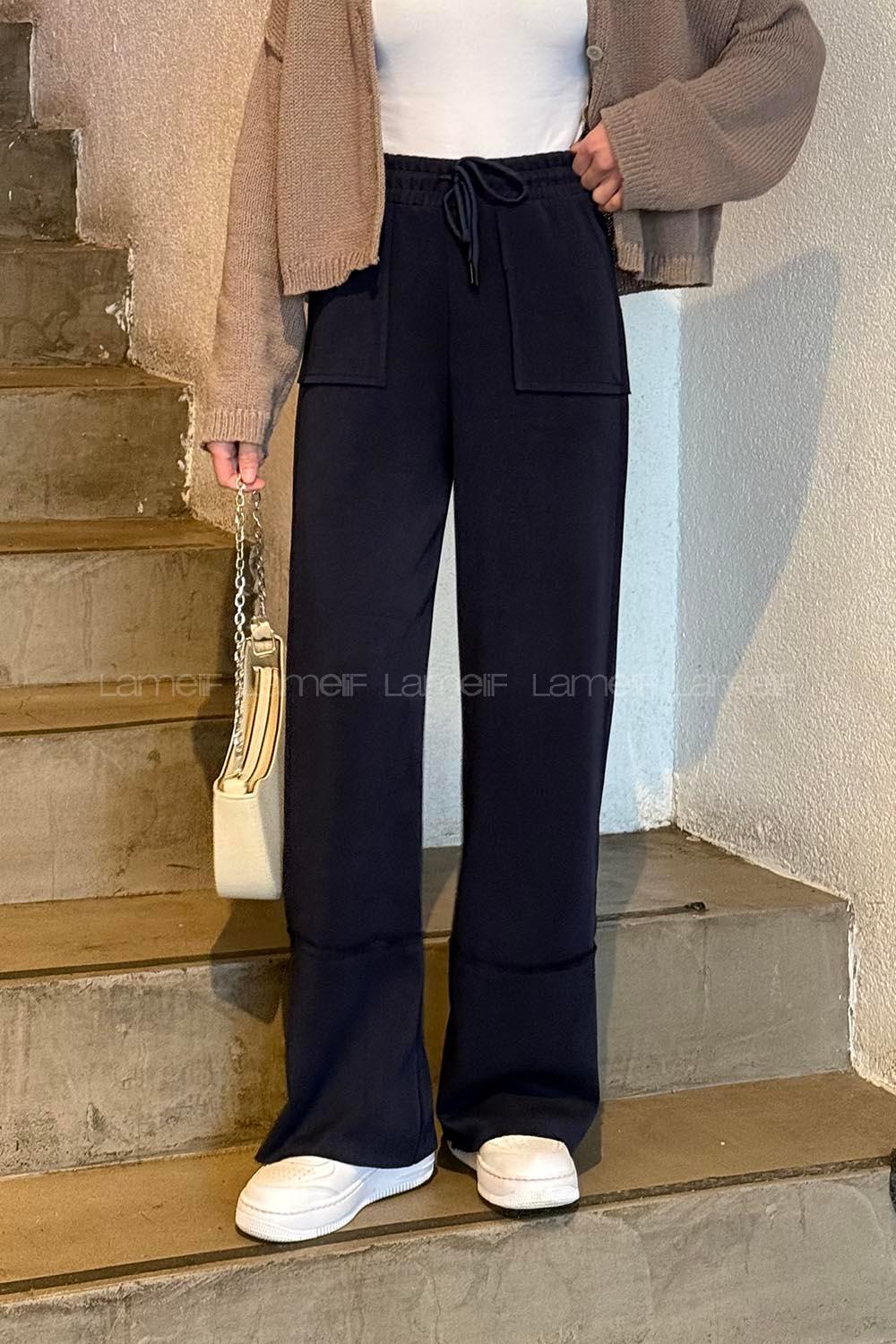 Lamelif Bol Paça Oysho Eşofman Altı Lacivert