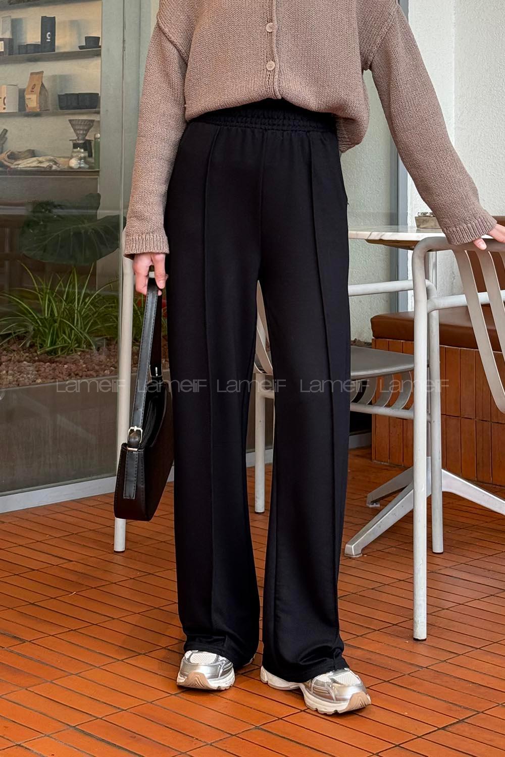 Lamelif Çıma Detaylı Eşofman Altı Siyah