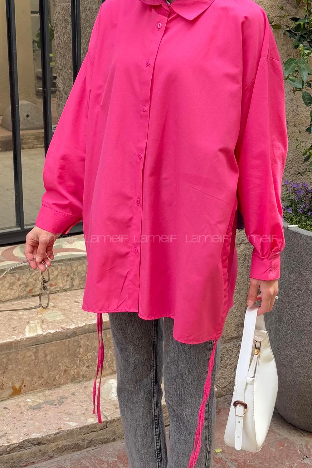Lamelif Oversize Gömlek Pembe