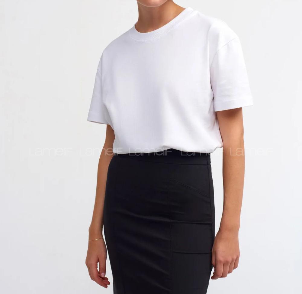 White Crew Neck Short Arm Cotton Fabric Unprinted T-shirt