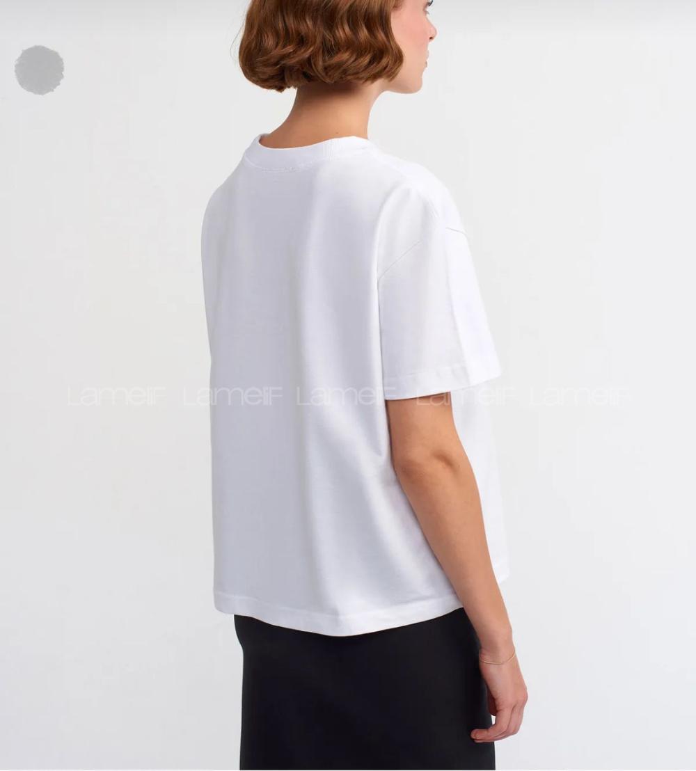 White Crew Neck Short Arm Cotton Fabric Unprinted T-shirt