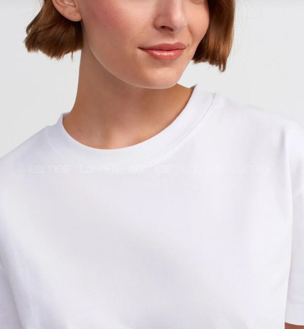 White Crew Neck Short Arm Cotton Fabric Unprinted T-shirt