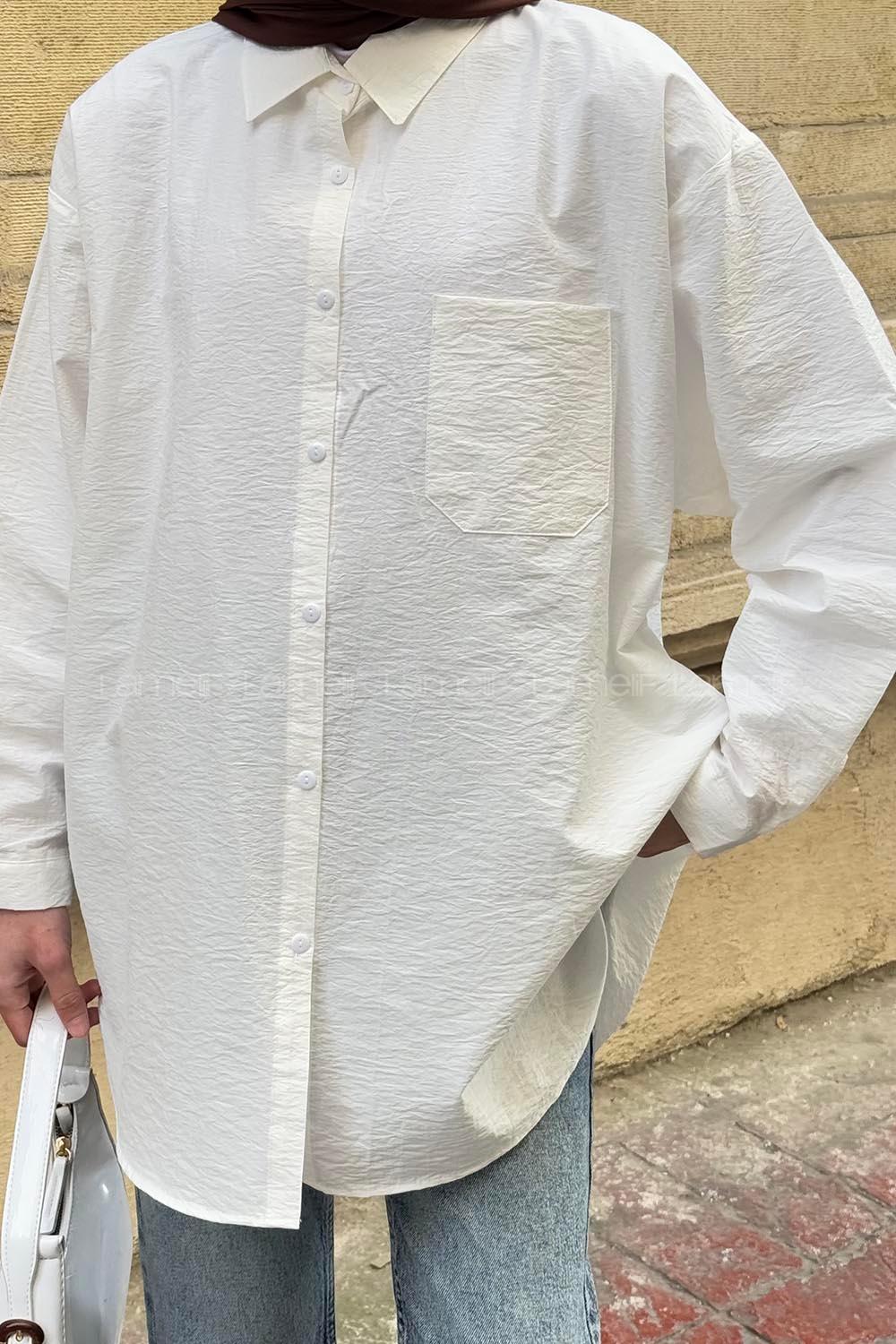 Lamelif Lena Oversize Gömlek Beyaz