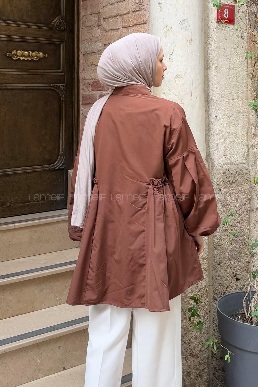 Lamelif Lopez Balon Kol Tunik Acı Kahve