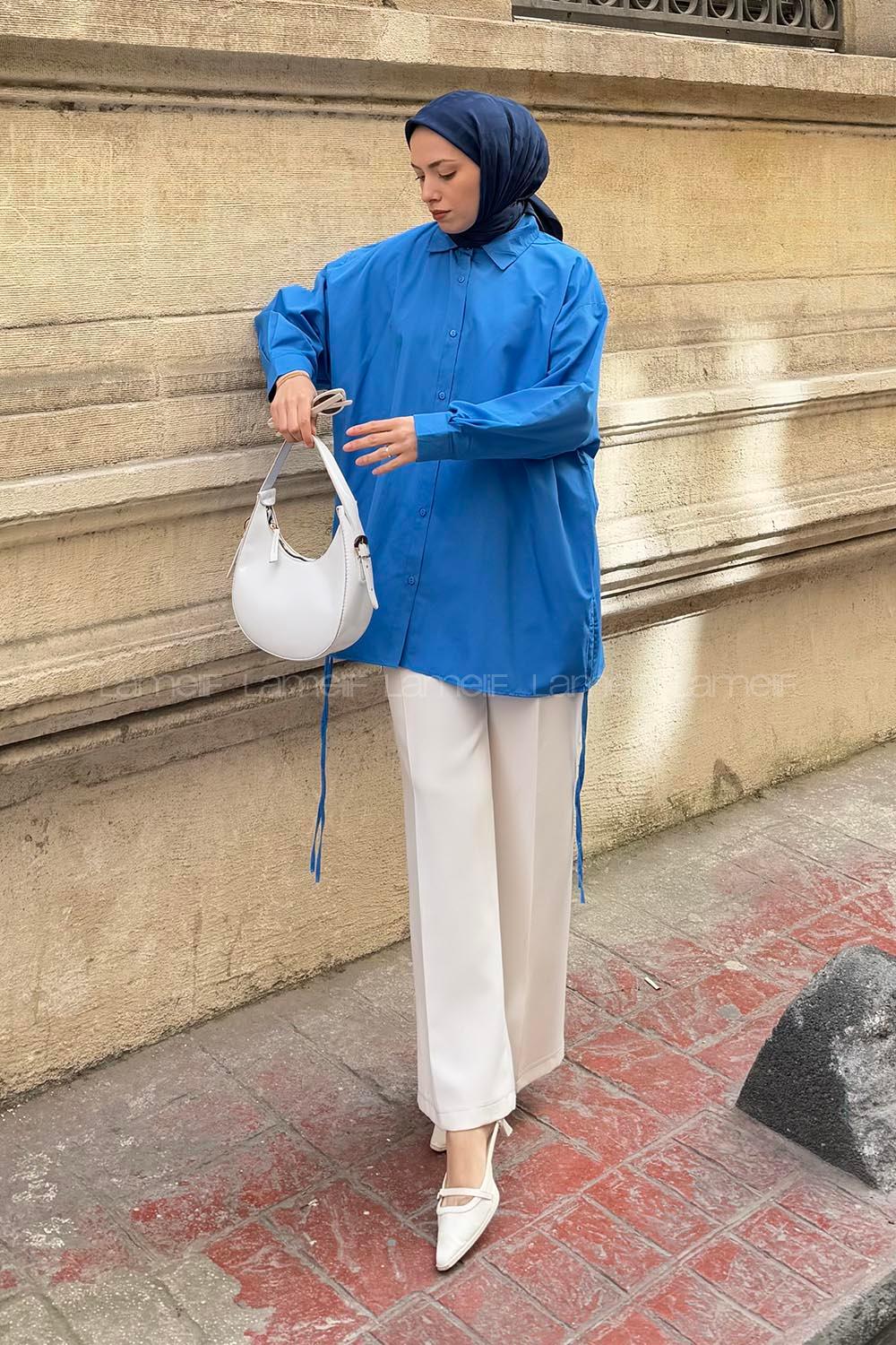 Modalamelif Oversize Gömlek Saks Mavisi