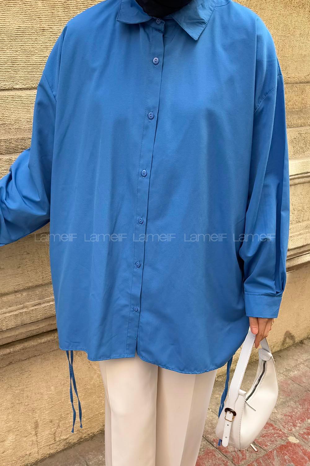Modalamelif Oversize Gömlek Saks Mavisi