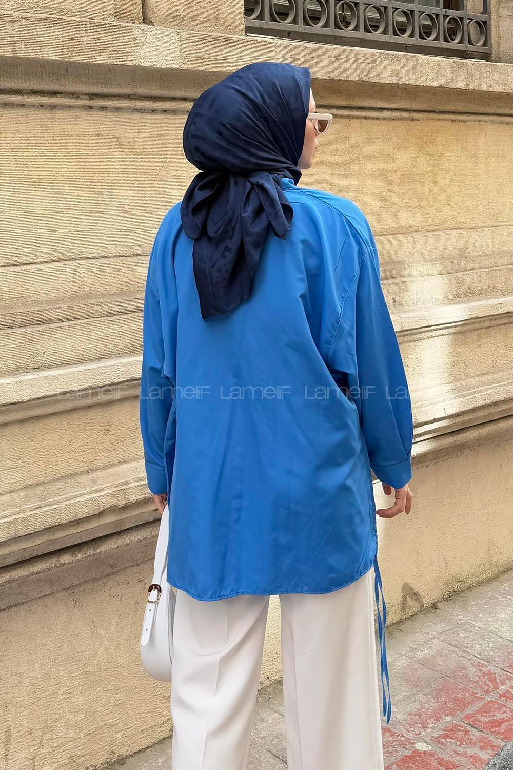 Modalamelif Oversize Gömlek Saks Mavisi