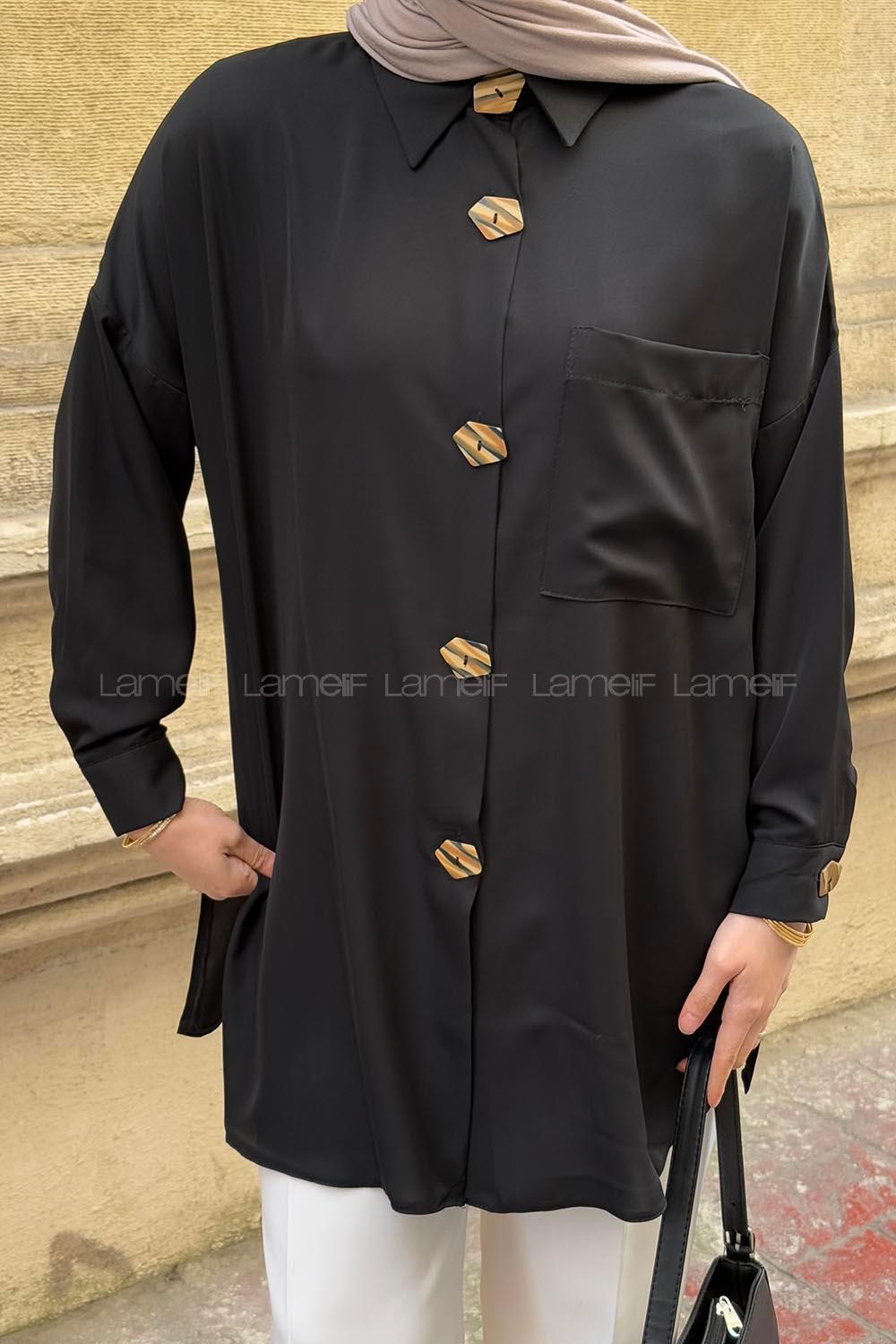 Modalamelif Tek Cepli Ayrobin Gömlek Siyah